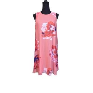 Calvin Klein Womens Floral A-Line Maxi Dress Sz 12 Coral Orange Shower Wedding